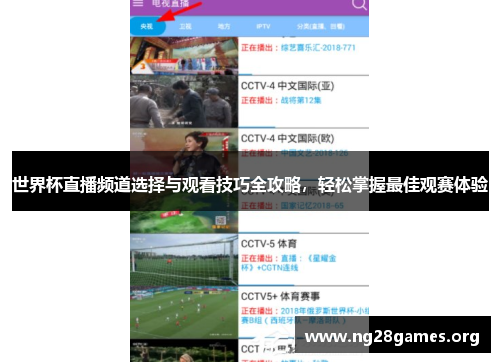 世界杯直播频道选择与观看技巧全攻略，轻松掌握最佳观赛体验